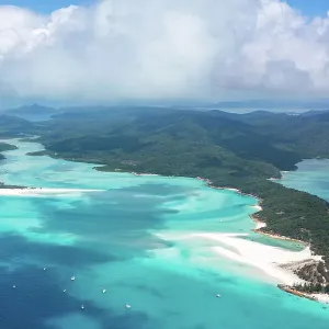 Whitsundays and Whitehaven beach from above. Queensland, Australia