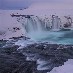 Winter at Ljosa and Godafoss waterfall in northern Iceland