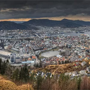A winter panorama of the city of Bergen, Norway