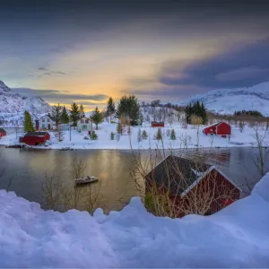 Winter scene, Lofoten Peninsular, arctic circle of Norway