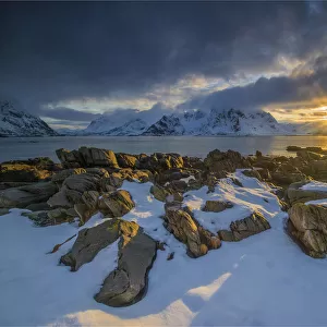 Winter time at Vareidsundet, Lofoten, the Arctic circle of Norway