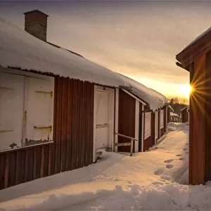 World Heritage listed and historic timbered village of old Lulea, Lapland, Sweden