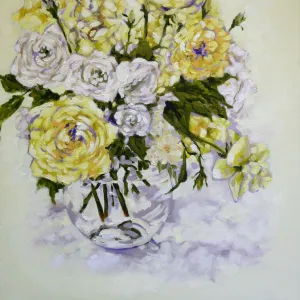 Yellow and White Roses Oil Painting