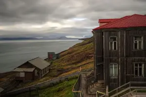 Abandoned Barentsburg mining town in Svalbard