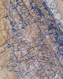 Abstract aerial shot of a dried out tailing pond, Western Australia Abstract aerial shot of a dried out tailing pond, Western Australia