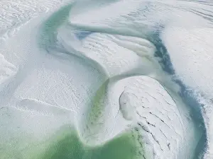 Aerial Beach Photography Prints: Abstract aerial shot showing low tide in Willie Creek estuary