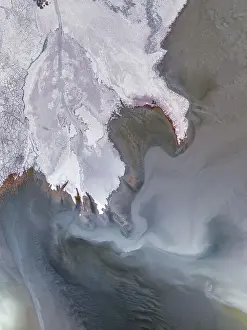 Prints of Abstract Aerial Art Mining Australia Prints: Abstract drone photograph looking down on mine tailings, Western Australia, Australia