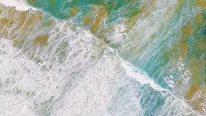 Images Dated 21st December 2022: Abstract drone view of waves breaking
