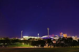 John White Photos Collection: Adelaide Oval at night. South Australia