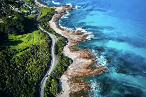 Aerial coastal highway