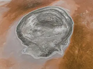 Images Dated 13th July 2023: Aerial image showing a dry salt lake in the Australian outback