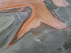 Images Dated 19th August 2023: Aerial image showing a pink coloured salt lake, Ashville, South Australia, Australia