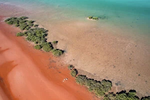 Images Dated 13th July 2023: Aerial image showing Simpson Beach at low tide, Broome, Western Australia, Australia