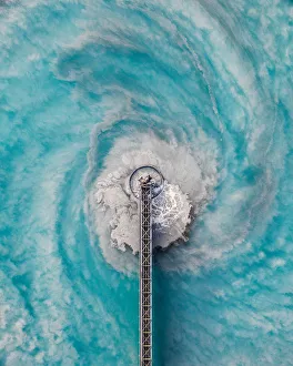 Aerial image showing swirling water patterns at a waste management facility, Arizona Aerial image showing swirling water patterns at a waste management facility, Arizona