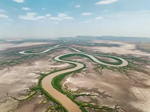 Aerial perspective of the King River photographed during the day, The Kimberley, Western Australia, Australia