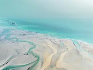 Aerial Beach Photography Prints: Aerial photo showing the mouth of Willie Creek estuary at low tide