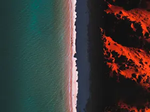 Aerial shot of Cape Peron at sunset, Shark Bay, Australia
