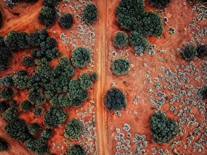 Felix Cesare Collection: An Aerial shot of the red centre roads in the Australian Outback
