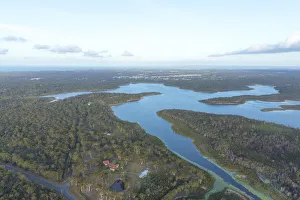 Aerial shot of the Tingalpa Water Reservoir in Brisbane, Queensland Aerial shot of the Tingalpa Water Reservoir in Brisbane, Queensland
