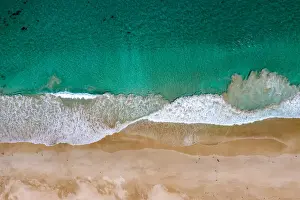 Images Dated 2018 December: Aerial shot above turquoise ocean and beautiful sandy beach
