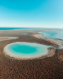 Aerial View of Big Lagoon Shark Bay - DRONE 4K - stock