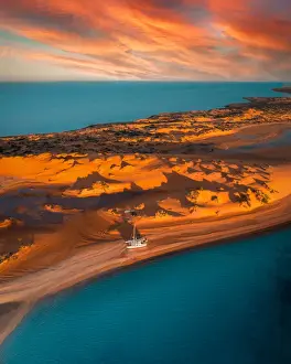 Aerial View of Big Lagoon Shark Bay - DRONE 4K - stock