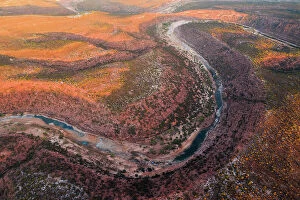 Images Dated 29th October 2023: Aerial view of canyon at sunrise, Western Australia