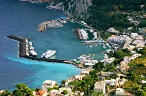Aerial view of Capri Marina Grange and old town