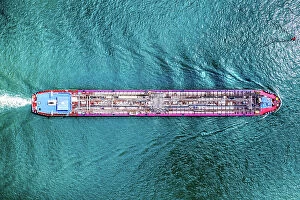 Images Dated 3rd August 2019: Aerial top view of a cargo container ship - transportation, import, export business open sea
