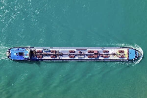 Images Dated 3rd August 2019: Aerial top view of a cargo container ship - transportation, import, export, logistics
