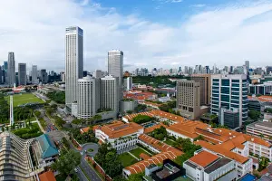 Skyscrapers Prints: Aerial View of Central Singapore Skyline