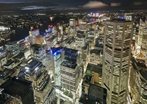Images Dated 27th April 2011: Aerial view of downtown Sydney at dusk