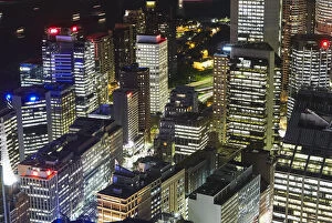 Images Dated 27th April 2011: Aerial view of downtown Sydney illuminated at night