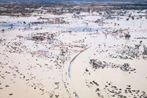 Kerry Whitworth Photography Collection: Aerial view of flooded Birdsville Track, Australia