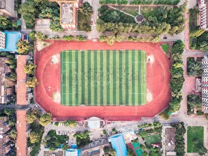 Images Dated 28th July 2018: Aerial view of a football playground in Sichuan University in Chengdu, China