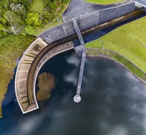 Prints of Huia dam, water dam, clouds, holiday, Nazar Abbas, Aerial, 637228898 New Zealand Prints: Aerial view of Huia Dam, Auckland, New Zealand