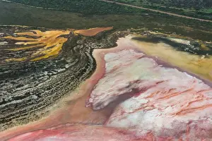 Images Dated 2018 June: Aerial view of the Hutt Lagoon (pink lake) in australia