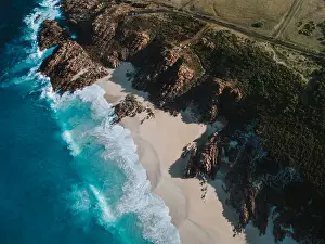 Images Dated 8th August 2022: Aerial View of Injidup Beach Yallingup Western Australia - DRONE 4K PHOTO