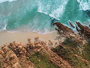 Merr Watson Aerial Landscape Prints: Aerial View of Injidup Beach Yallingup Western Australia - DRONE 4K PHOTO