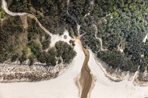 Images Dated 27th September 2018: Aerial view of Moreton Island where sea meets forest