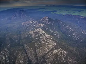 Aerial view of the mountains in the Strzelecki national park, Flinders Island, Bass Straight, Tasmania