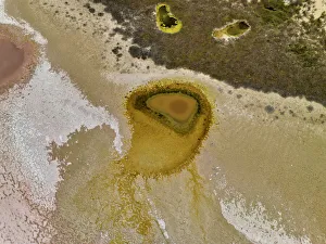 Aerial view of the natural patterns of the salty pink Lake MacDonnell in South Australia Aerial view of the natural patterns of the salty pink Lake MacDonnell in South Australia