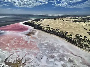 Images Dated 2022 February: Aerial view of the natural patterns of the salty pink Lake MacDonnell in South Australia