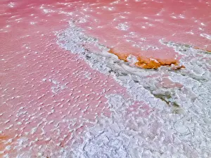 Images Dated 2022 February: Aerial view of the natural patterns of the salty pink Lake MacDonnell in South Australia