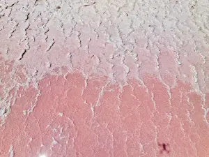 Images Dated 2022 February: Aerial view of the natural patterns of the salty pink Lake MacDonnell in South Australia