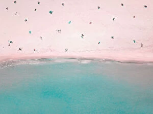 Felix Cesare Collection: Aerial View of People Social Distancing at the Beach