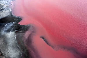 Images Dated 29th May 2021: Aerial view point of the multiple colors, patterns and textures over Pink Lake waters