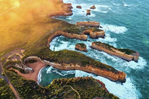 Images Dated 29th October 2023: Aerial view of the rocky cliffs, Great Ocean Road, Australia