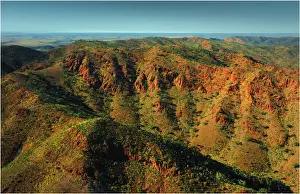 Aerial view of the rugged mountain ranges of the Southern Flinders Ranges in South Australia