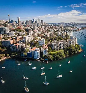 Aerial view of Rushcutters Bay and Sydney Harbour